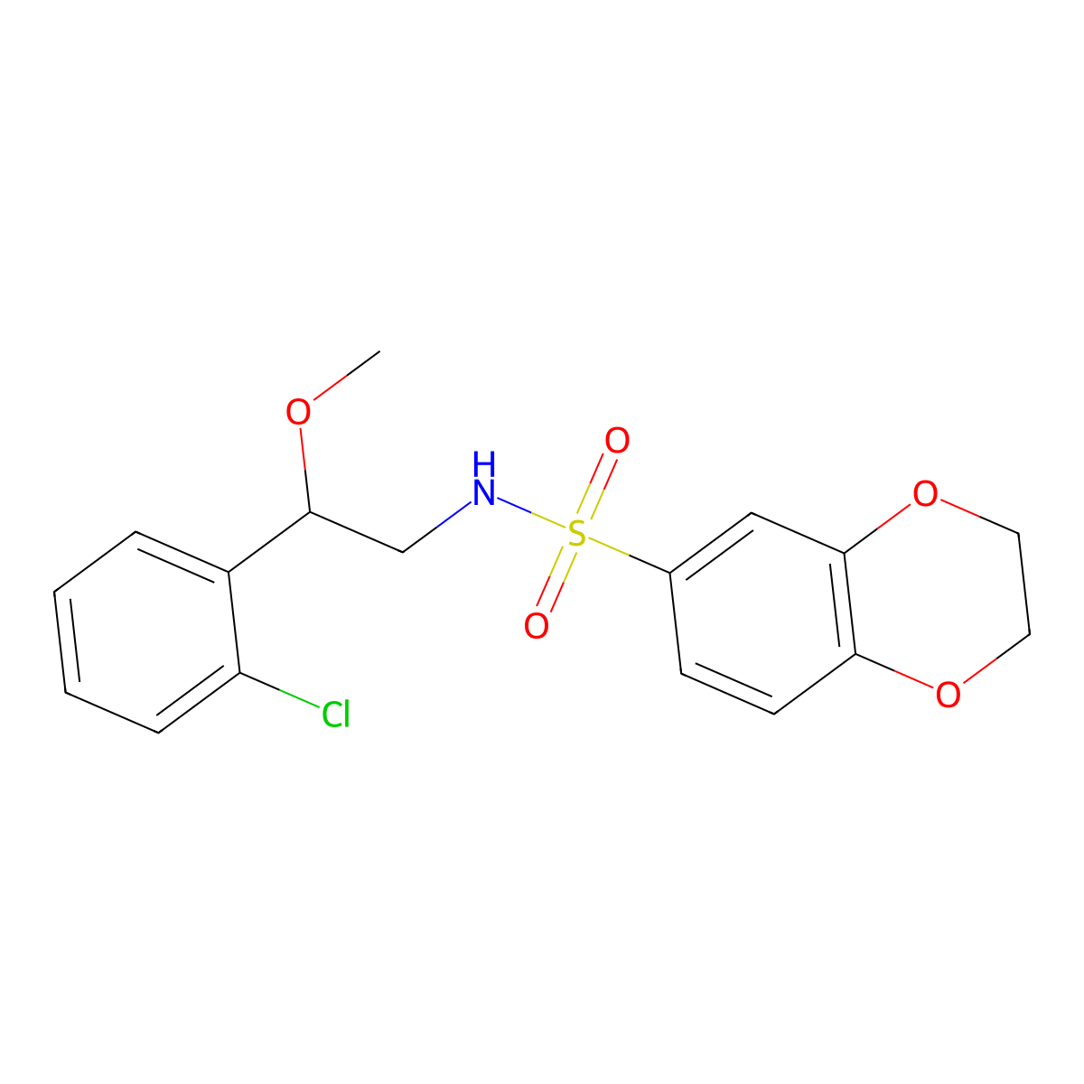 N-(2-(2-chlorophenyl)-2-methoxyethyl)-2,3-dihydrobenzo[b][1,4]dioxine-6-sulfonamide molecular structure, CAS 1788559-29-4