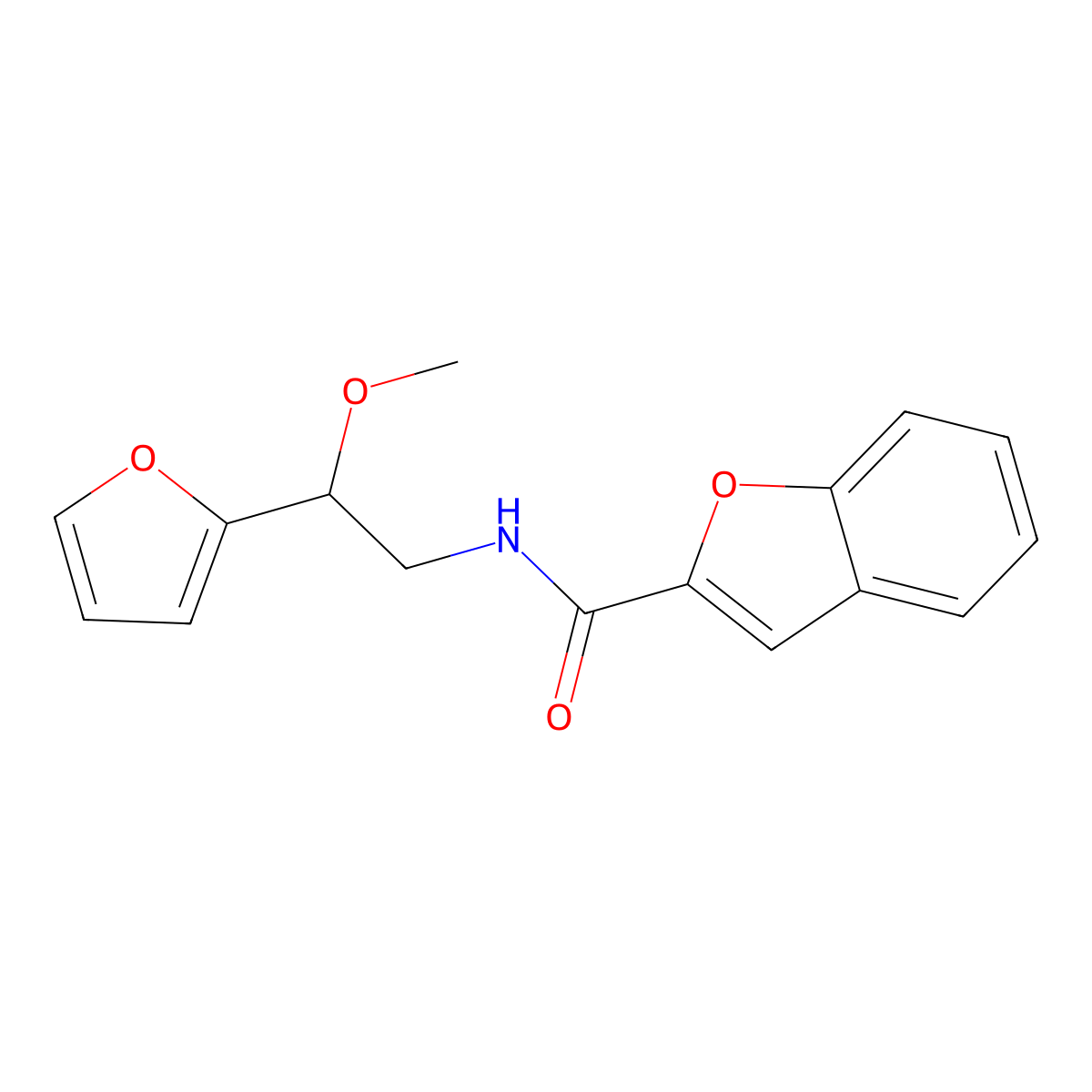 N-(2-(furan-2-yl)-2-methoxyethyl)benzofuran-2-carboxamide molecular structure, CAS 1788559-47-6