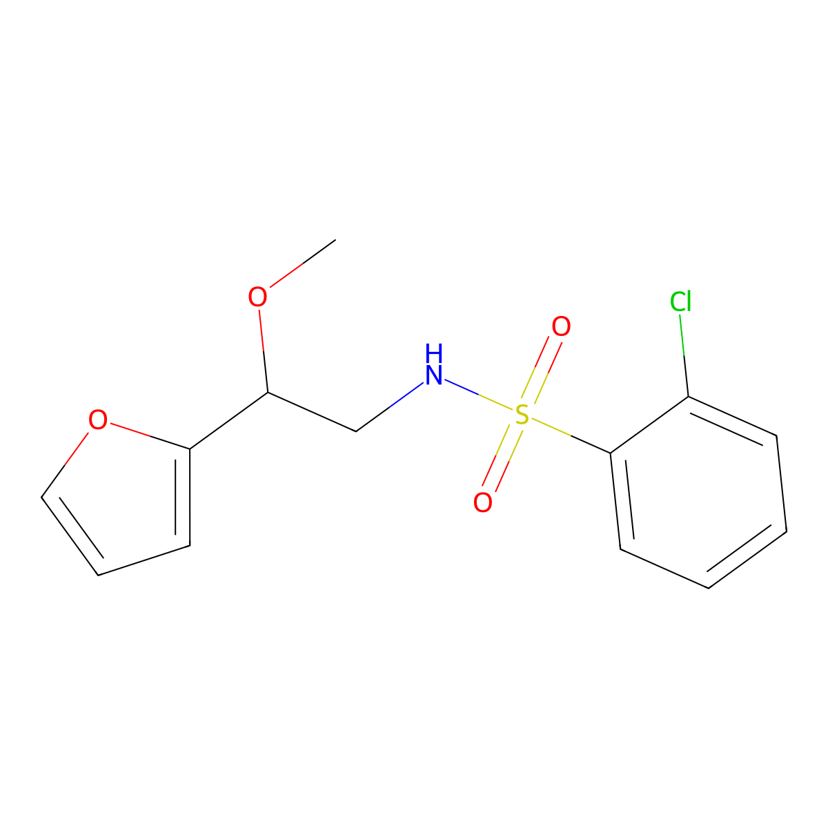 2-chloro-N-(2-(furan-2-yl)-2-methoxyethyl)benzenesulfonamide molecular structure, CAS 1788559-56-7