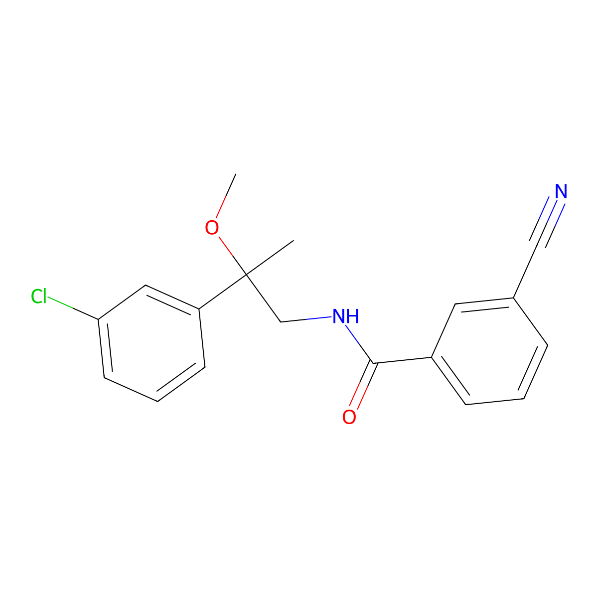 N-[2-(3-chlorophenyl)-2-methoxypropyl]-3-cyanobenzamide molecular structure, CAS 1788559-81-8