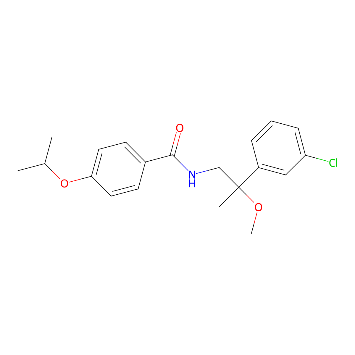N-(2-(3-chlorophenyl)-2-methoxypropyl)-4-isopropoxybenzamide molecular structure, CAS 1788559-98-7