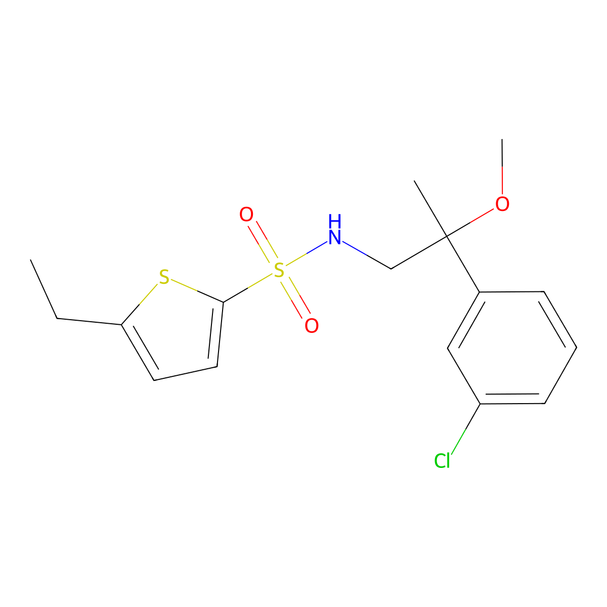 N-[2-(3-chlorophenyl)-2-methoxypropyl]-5-ethylthiophene-2-sulfonamide molecular structure, CAS 1788560-09-7