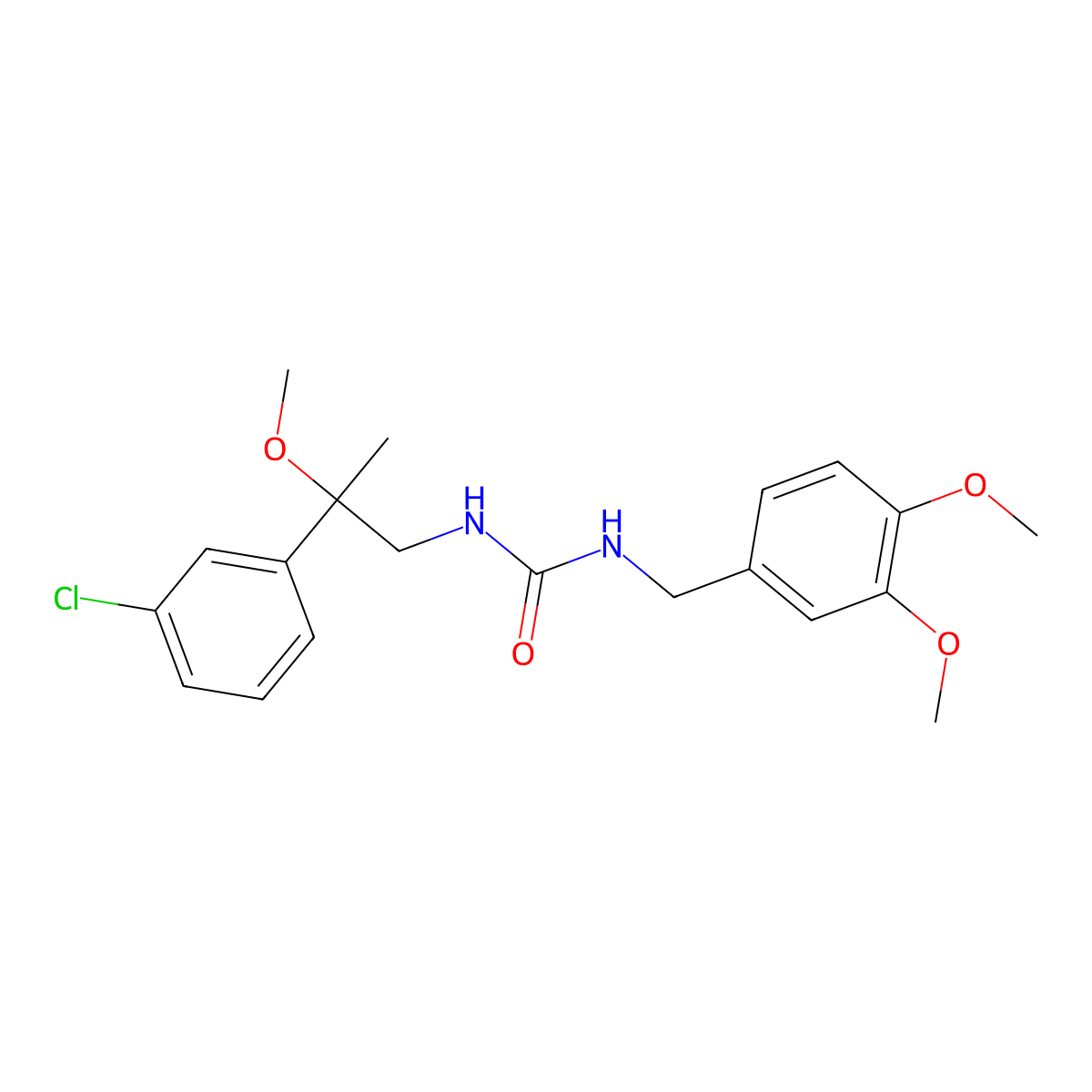 1-(2-(3-Chlorophenyl)-2-methoxypropyl)-3-(3,4-dimethoxybenzyl)urea molecular structure, CAS 1788560-15-5