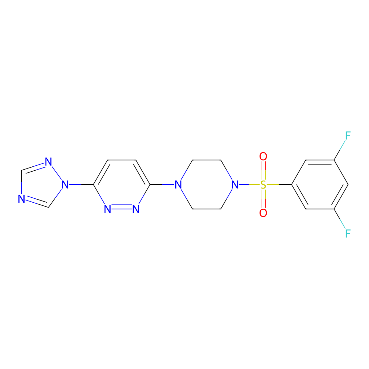 3-(4-((3,5-difluorophenyl)sulfonyl)piperazin-1-yl)-6-(1H-1,2,4-triazol-1-yl)pyridazine molecular structure, CAS 1788560-27-9
