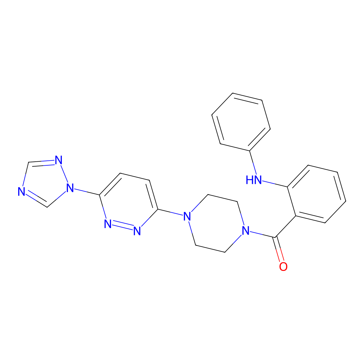(4-(6-(1H-1,2,4-triazol-1-yl)pyridazin-3-yl)piperazin-1-yl)(2-(phenylamino)phenyl)methanone molecular structure, CAS 1788560-37-1
