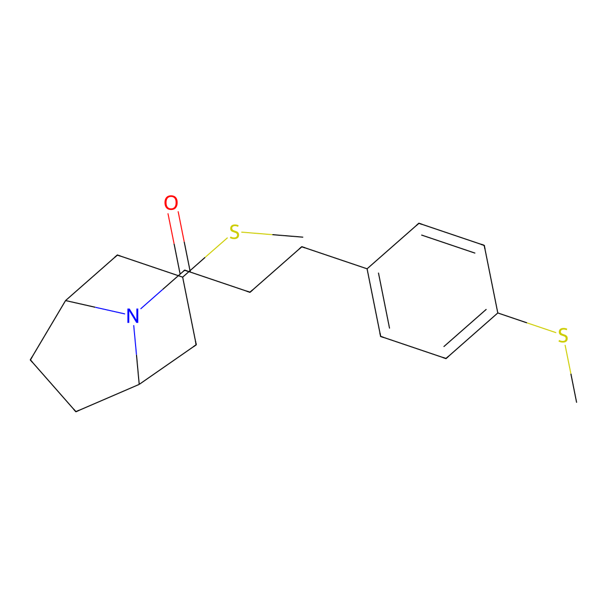 1-((1R,5S)-3-(methylthio)-8-azabicyclo[3.2.1]octan-8-yl)-3-(4-(methylthio)phenyl)propan-1-one molecular structure, CAS 1788560-39-3