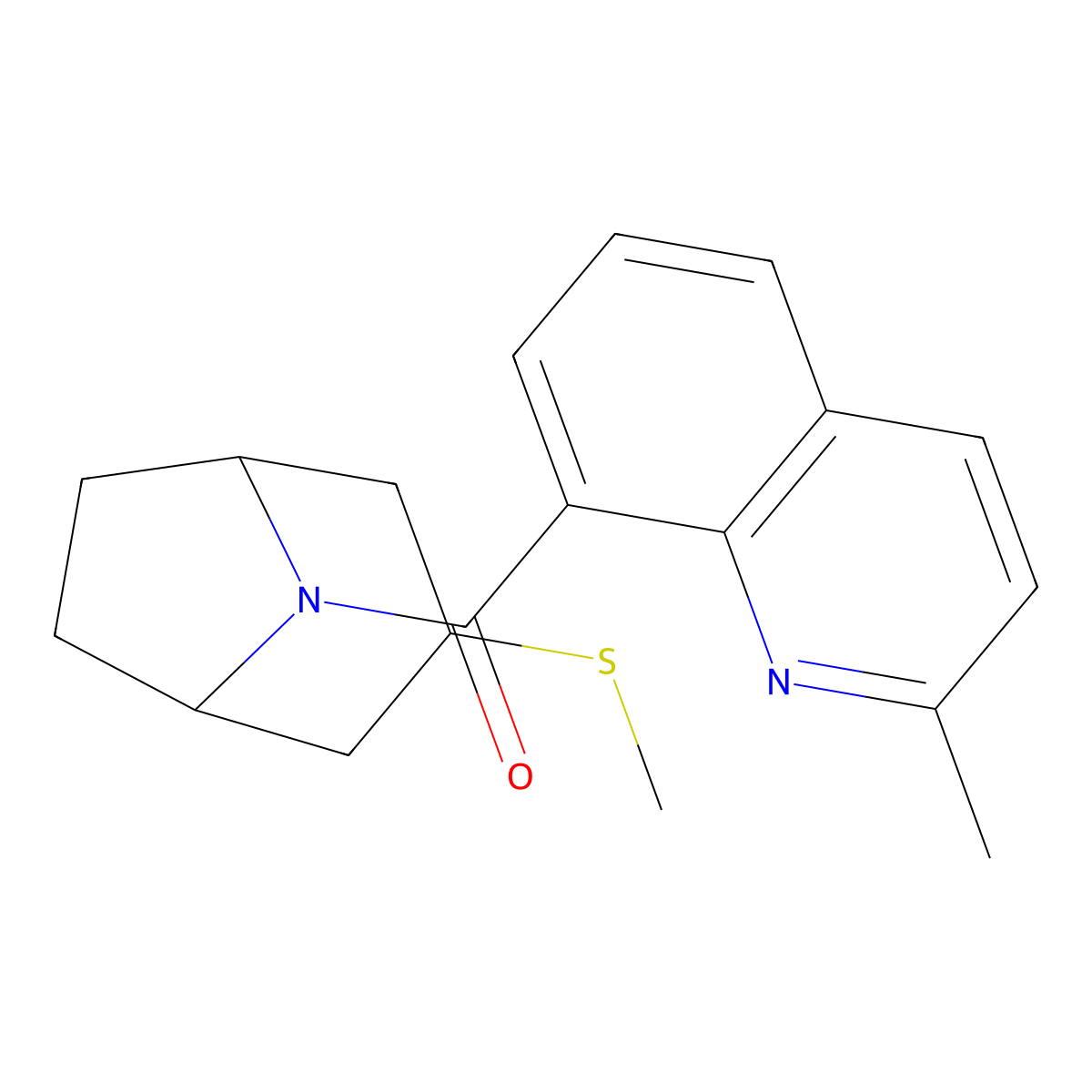 (2-methylquinolin-8-yl)((1R,5S)-3-(methylthio)-8-azabicyclo[3.2.1]octan-8-yl)methanone molecular structure, CAS 1788560-46-2