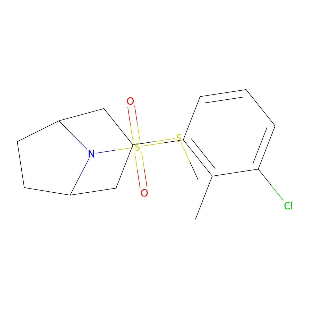 (1R,5S)-8-((3-chloro-2-methylphenyl)sulfonyl)-3-(methylthio)-8-azabicyclo[3.2.1]octane molecular structure, CAS 1788560-78-0