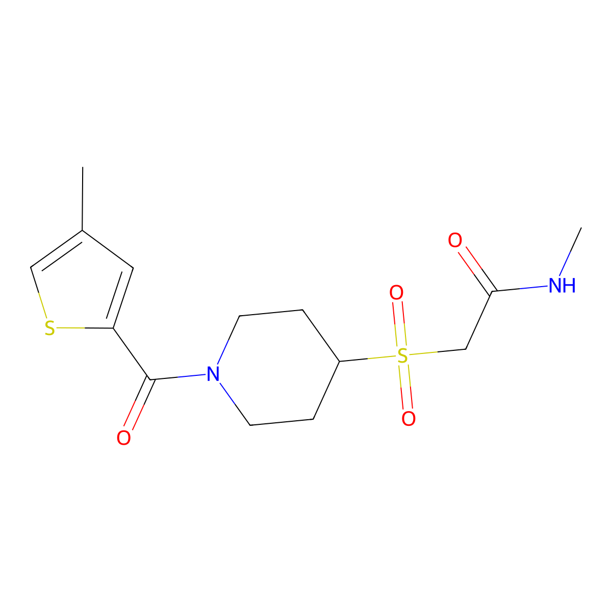 N-methyl-2-{[1-(4-methylthiophene-2-carbonyl)piperidin-4-yl]sulfonyl}acetamide molecular structure, CAS 1788560-86-0