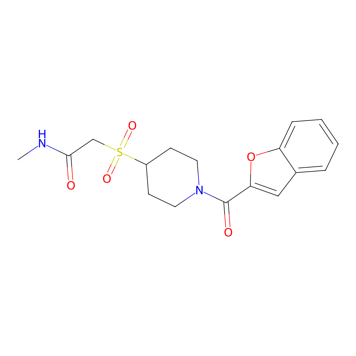 2-((1-(benzofuran-2-carbonyl)piperidin-4-yl)sulfonyl)-N-methylacetamide molecular structure, CAS 1788560-92-8