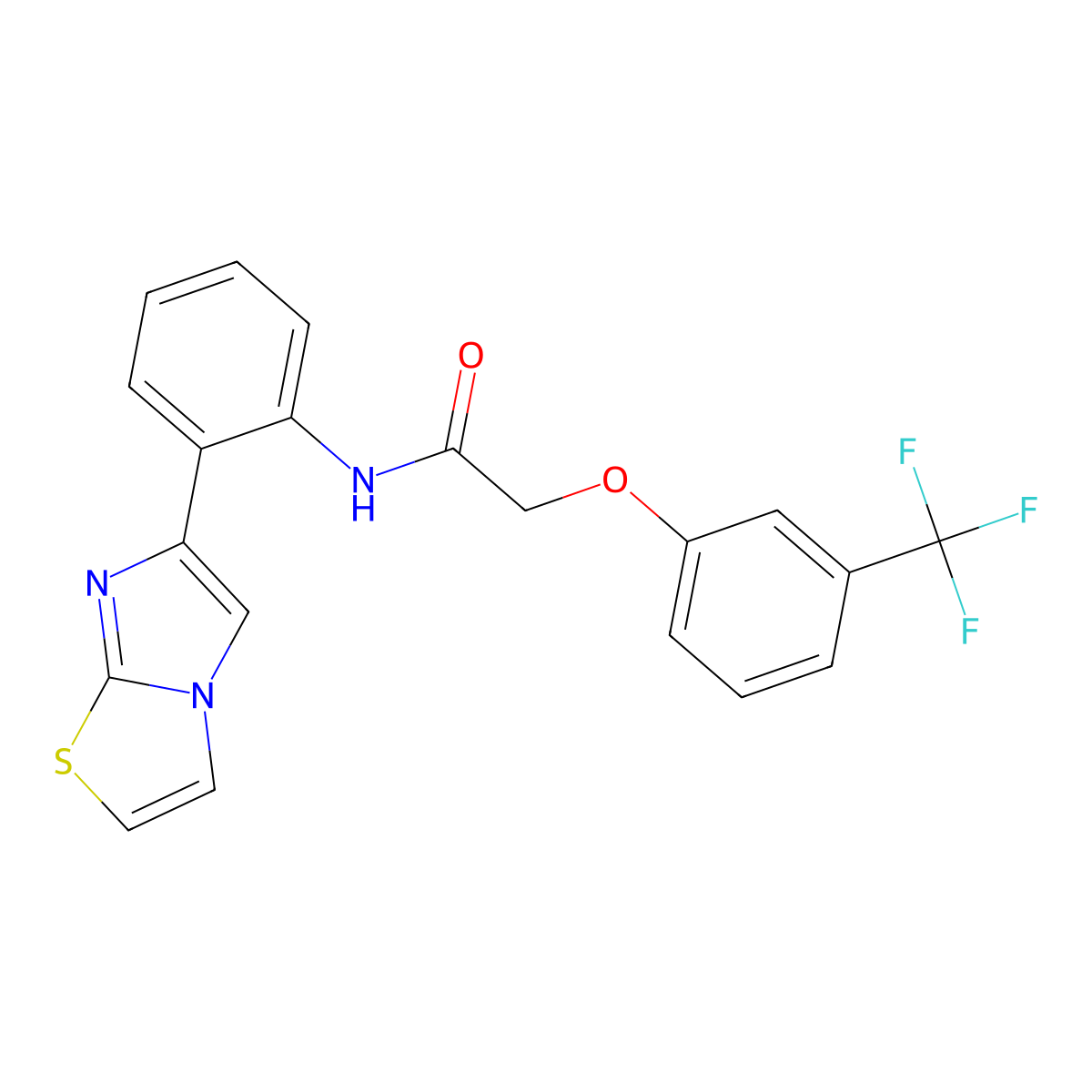 N-(2-(imidazo[2,1-b]thiazol-6-yl)phenyl)-2-(3-(trifluoromethyl)phenoxy)acetamide molecular structure, CAS 1788560-95-1