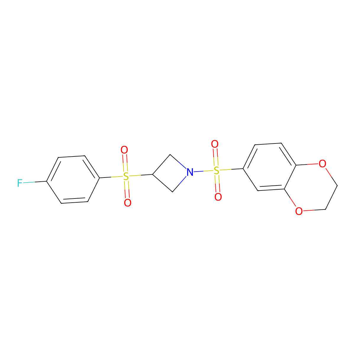 1-((2,3-Dihydrobenzo[b][1,4]dioxin-6-yl)sulfonyl)-3-((4-fluorophenyl)sulfonyl)azetidine molecular structure, CAS 1788561-01-2
