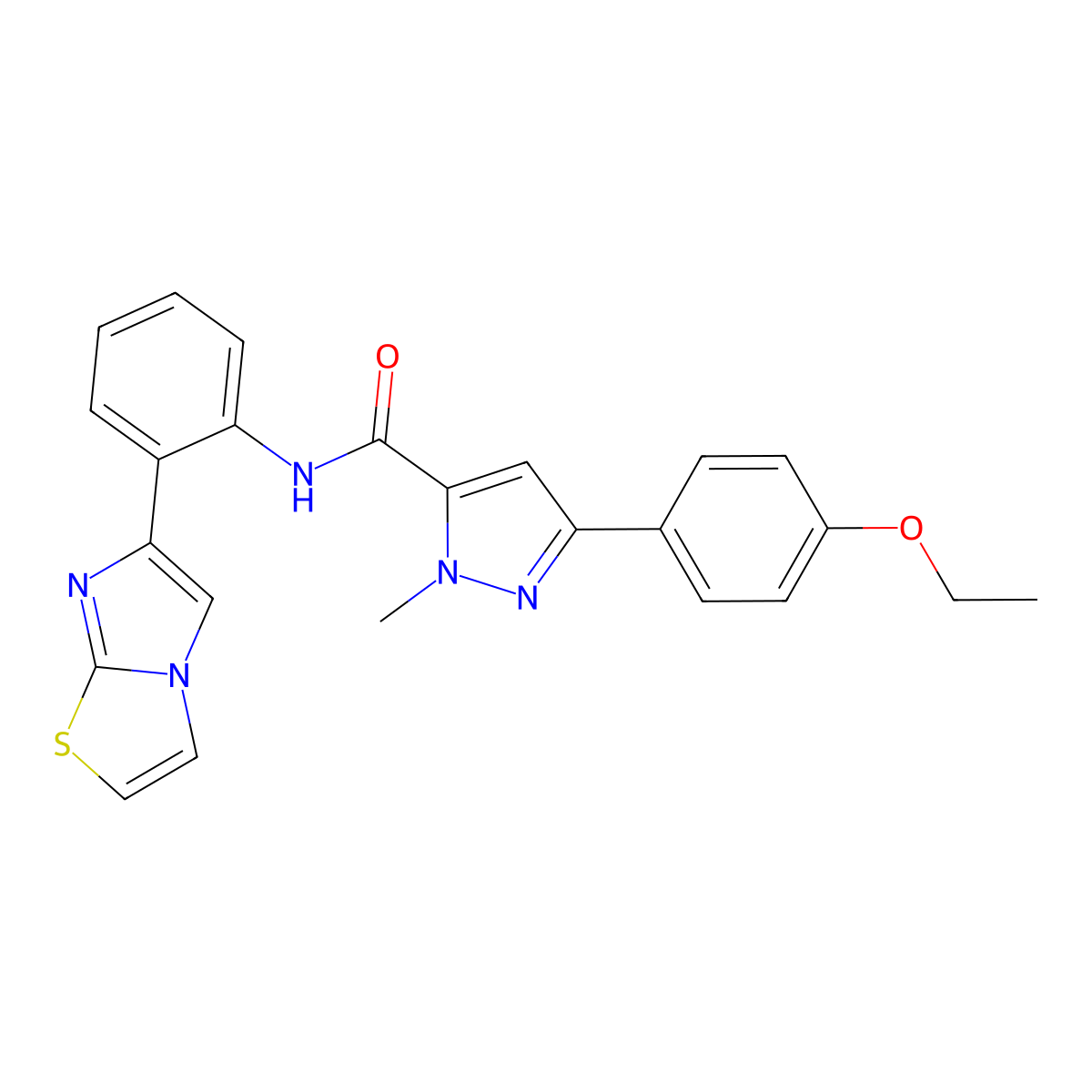 3-(4-ethoxyphenyl)-N-(2-(imidazo[2,1-b]thiazol-6-yl)phenyl)-1-methyl-1H-pyrazole-5-carboxamide molecular structure, CAS 1788561-08-9