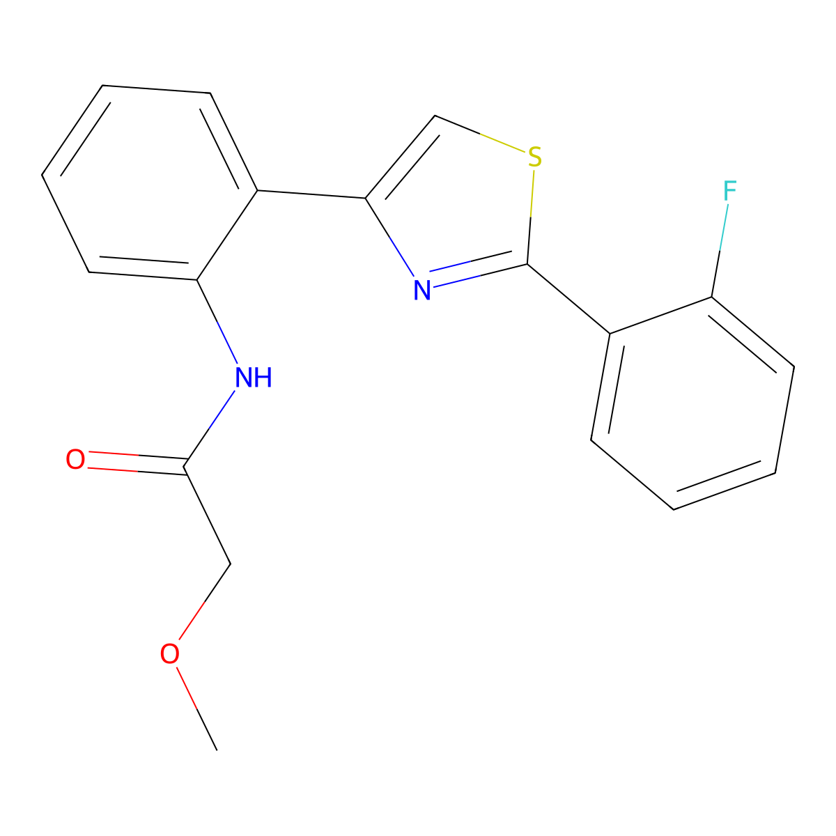 N-(2-(2-(2-fluorophenyl)thiazol-4-yl)phenyl)-2-methoxyacetamide molecular structure, CAS 1788561-17-0