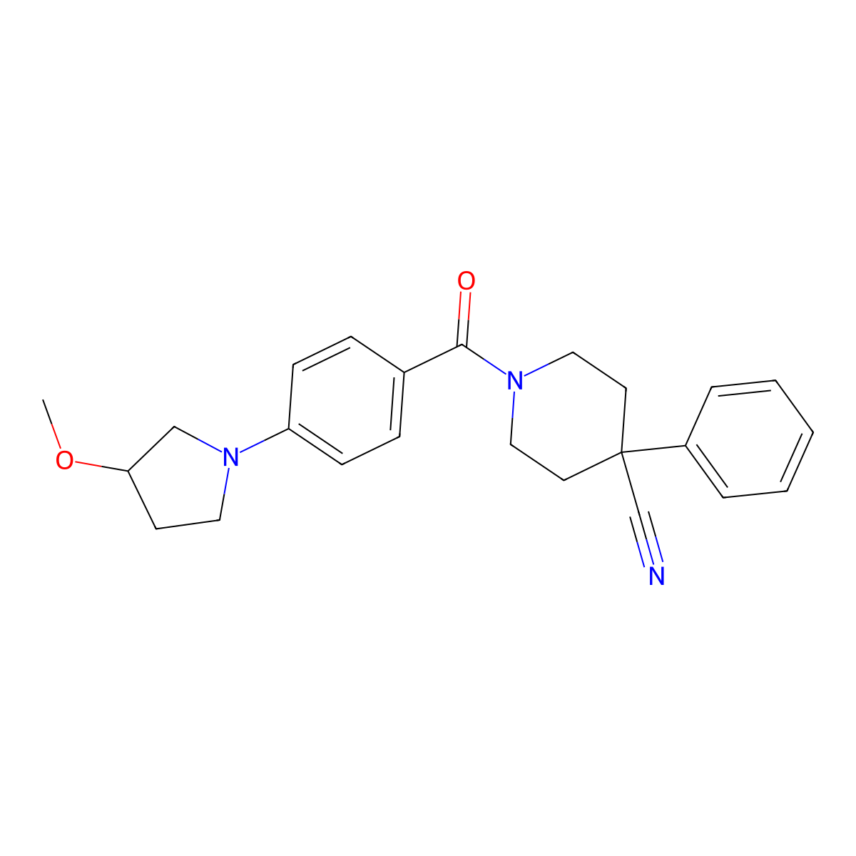 1-[4-(3-Methoxypyrrolidin-1-yl)benzoyl]-4-phenylpiperidine-4-carbonitrile molecular structure, CAS 1788561-35-2