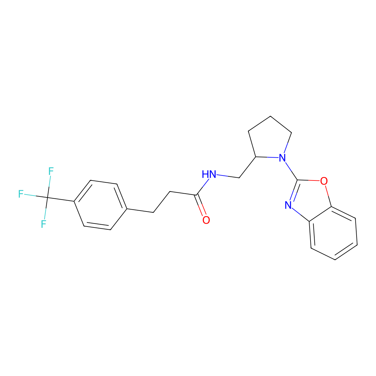 N-((1-(benzo[d]oxazol-2-yl)pyrrolidin-2-yl)methyl)-3-(4-(trifluoromethyl)phenyl)propanamide molecular structure, CAS 1788561-40-9