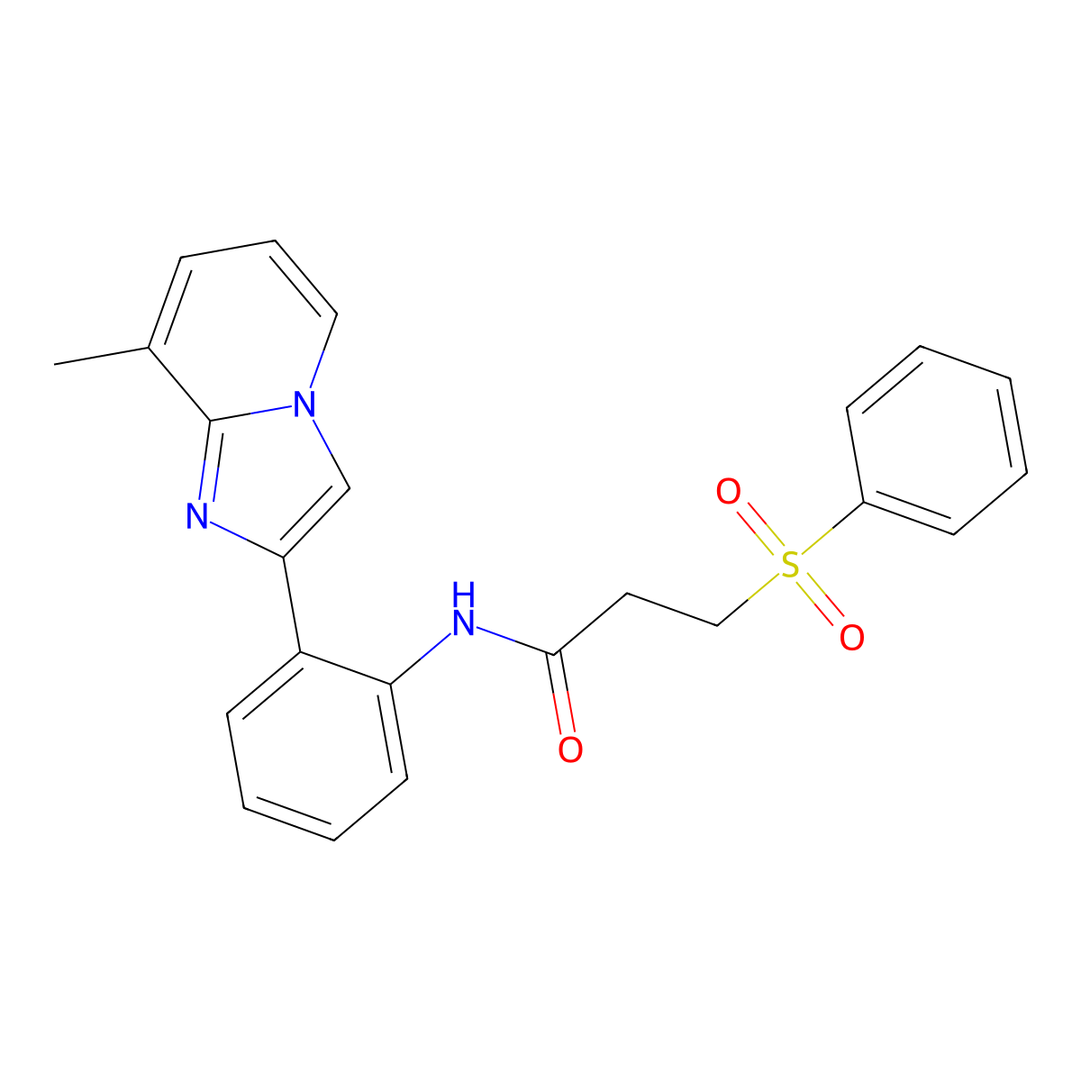 N-(2-(8-methylimidazo[1,2-a]pyridin-2-yl)phenyl)-3-(phenylsulfonyl)propanamide molecular structure, CAS 1788561-89-6