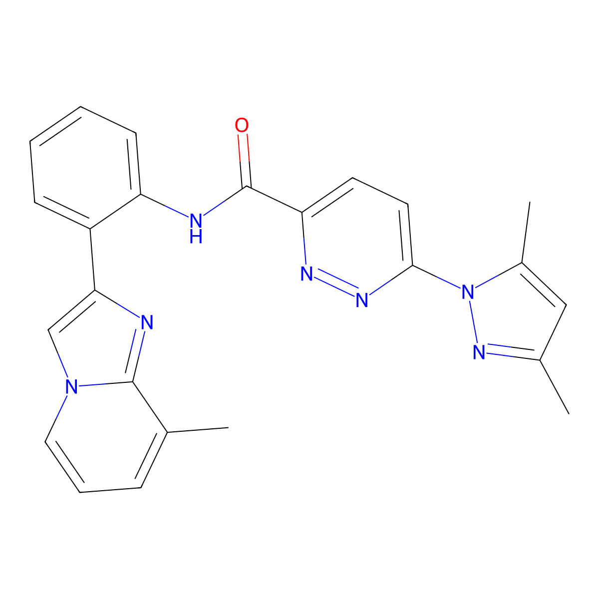 6-(3,5-dimethyl-1H-pyrazol-1-yl)-N-(2-(8-methylimidazo[1,2-a]pyridin-2-yl)phenyl)pyridazine-3-carboxamide molecular structure, CAS 1788561-95-4