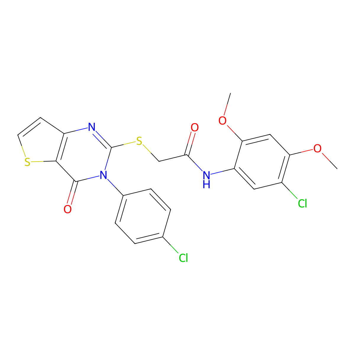 N-(5-chloro-2,4-dimethoxyphenyl)-2-((3-(4-chlorophenyl)-4-oxo-3,4-dihydrothieno[3,2-d]pyrimidin-2-yl)thio)acetamide molecular structure, CAS 1788585-42-1