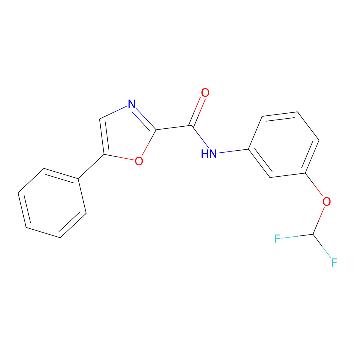 N-(3-(difluoromethoxy)phenyl)-5-phenyloxazole-2-carboxamide molecular structure, CAS 1788589-75-2