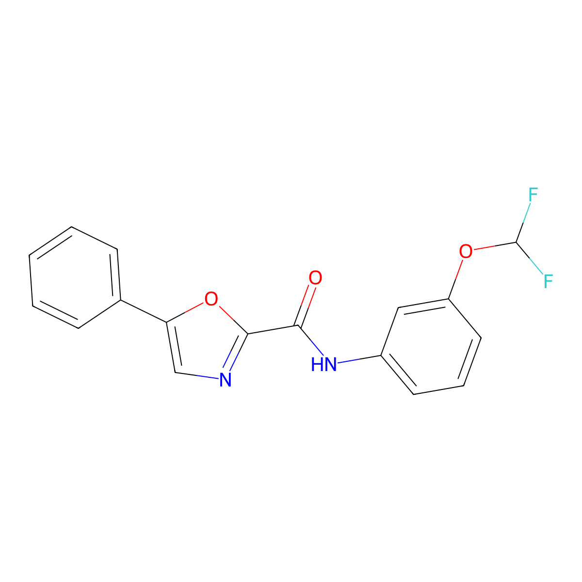 N-(3-(difluoromethoxy)phenyl)-5-phenyloxazole-2-carboxamide molecular structure, CAS 1788589-75-2