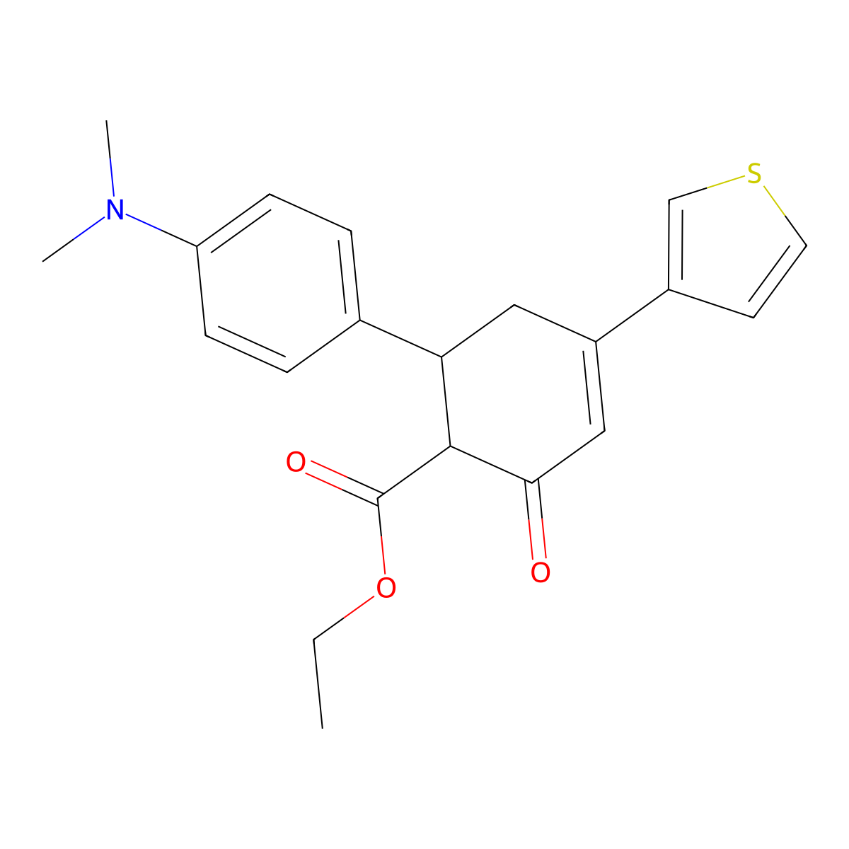 Ethyl 6-[4-(dimethylamino)phenyl]-2-oxo-4-(thiophen-3-yl)cyclohex-3-ene-1-carboxylate molecular structure, CAS 1788589-82-1