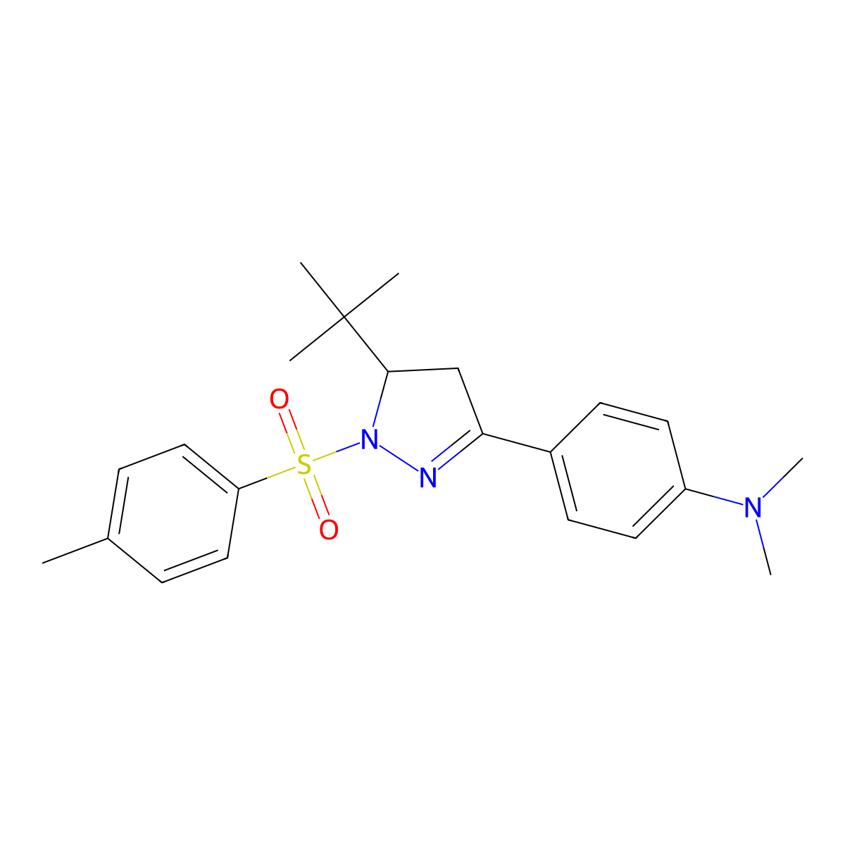 4-[5-tert-butyl-1-(4-methylbenzenesulfonyl)-4,5-dihydro-1H-pyrazol-3-yl]-N,N-dimethylaniline molecular structure, CAS 1788589-84-3