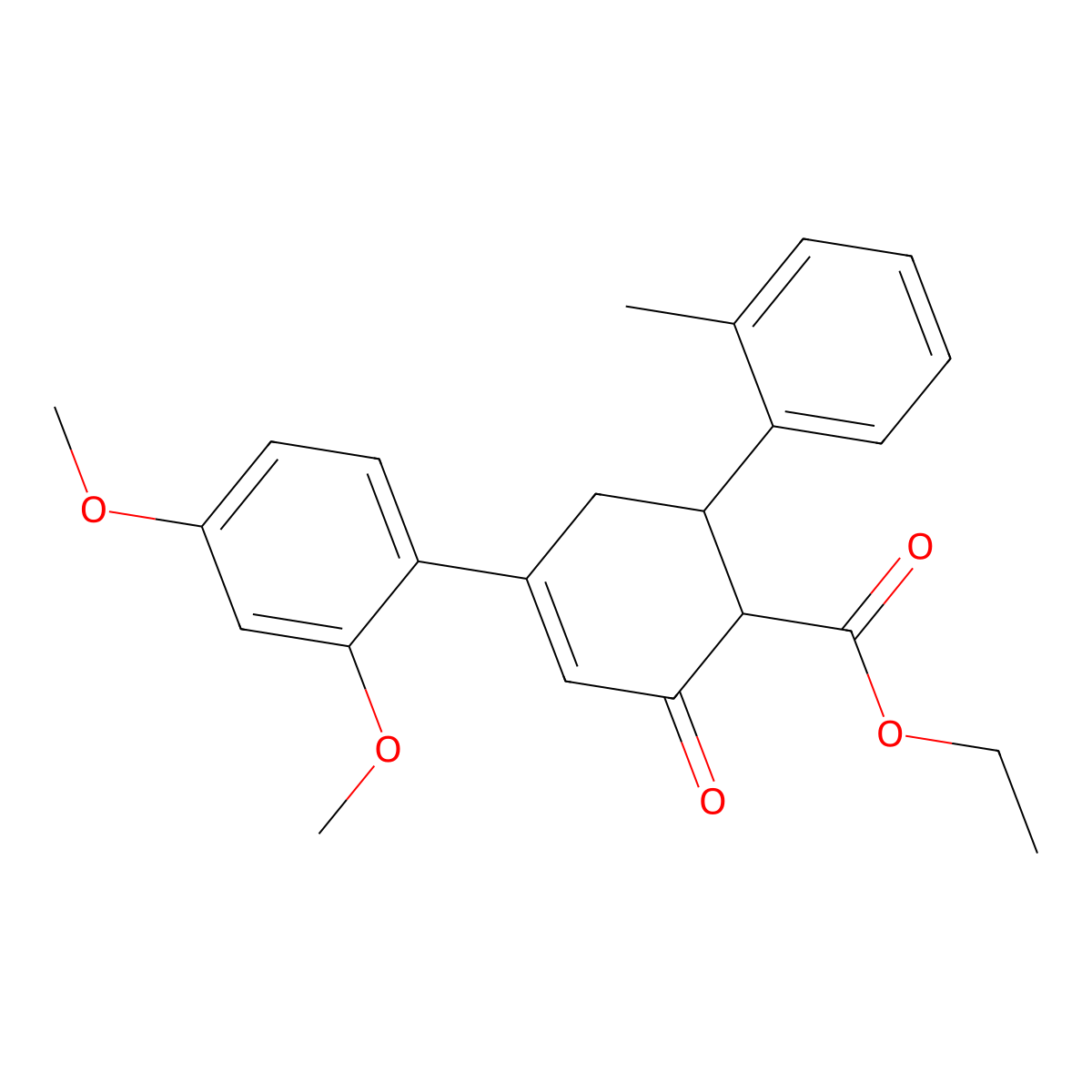 Ethyl 4-(2,4-dimethoxyphenyl)-6-(2-methylphenyl)-2-oxocyclohex-3-ene-1-carboxylate molecular structure, CAS 1788589-90-1