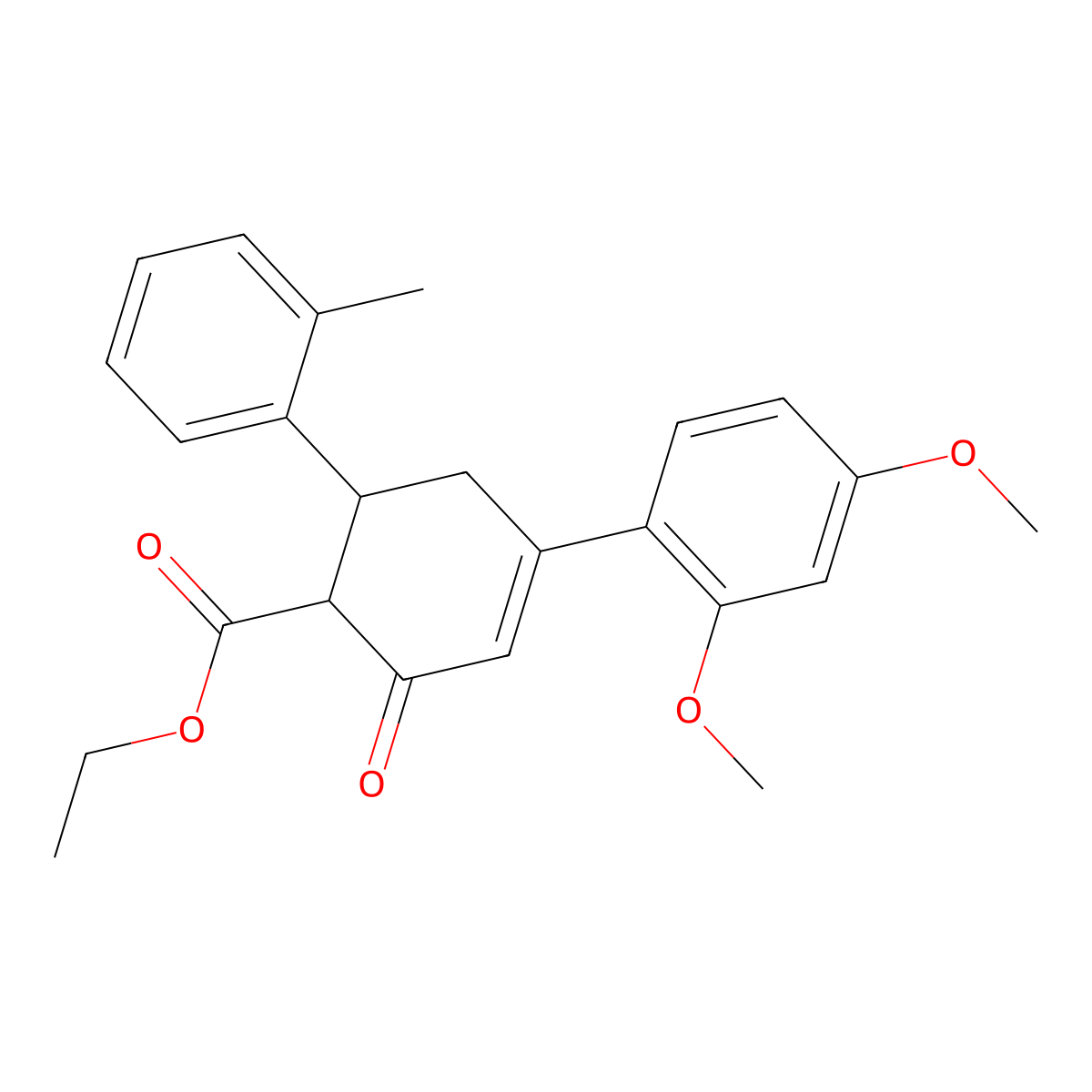 Ethyl 4-(2,4-dimethoxyphenyl)-6-(2-methylphenyl)-2-oxocyclohex-3-ene-1-carboxylate molecular structure, CAS 1788589-90-1