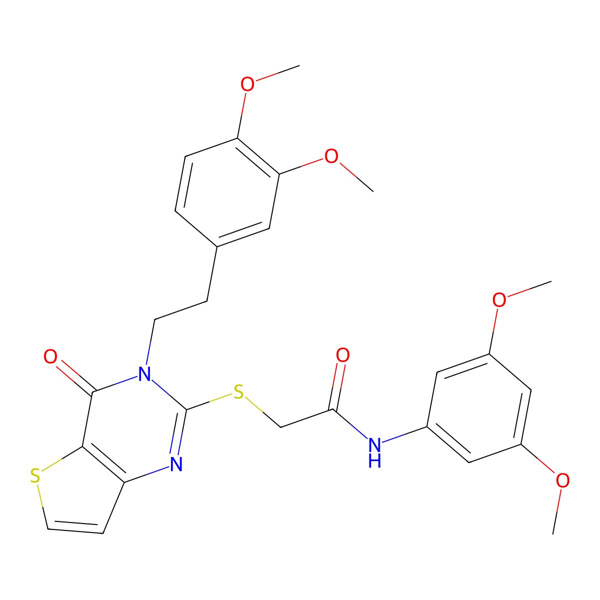 2-((3-(3,4-dimethoxyphenethyl)-4-oxo-3,4-dihydrothieno[3,2-d]pyrimidin-2-yl)thio)-N-(3,5-dimethoxyphenyl)acetamide molecular structure, CAS 1788589-95-6