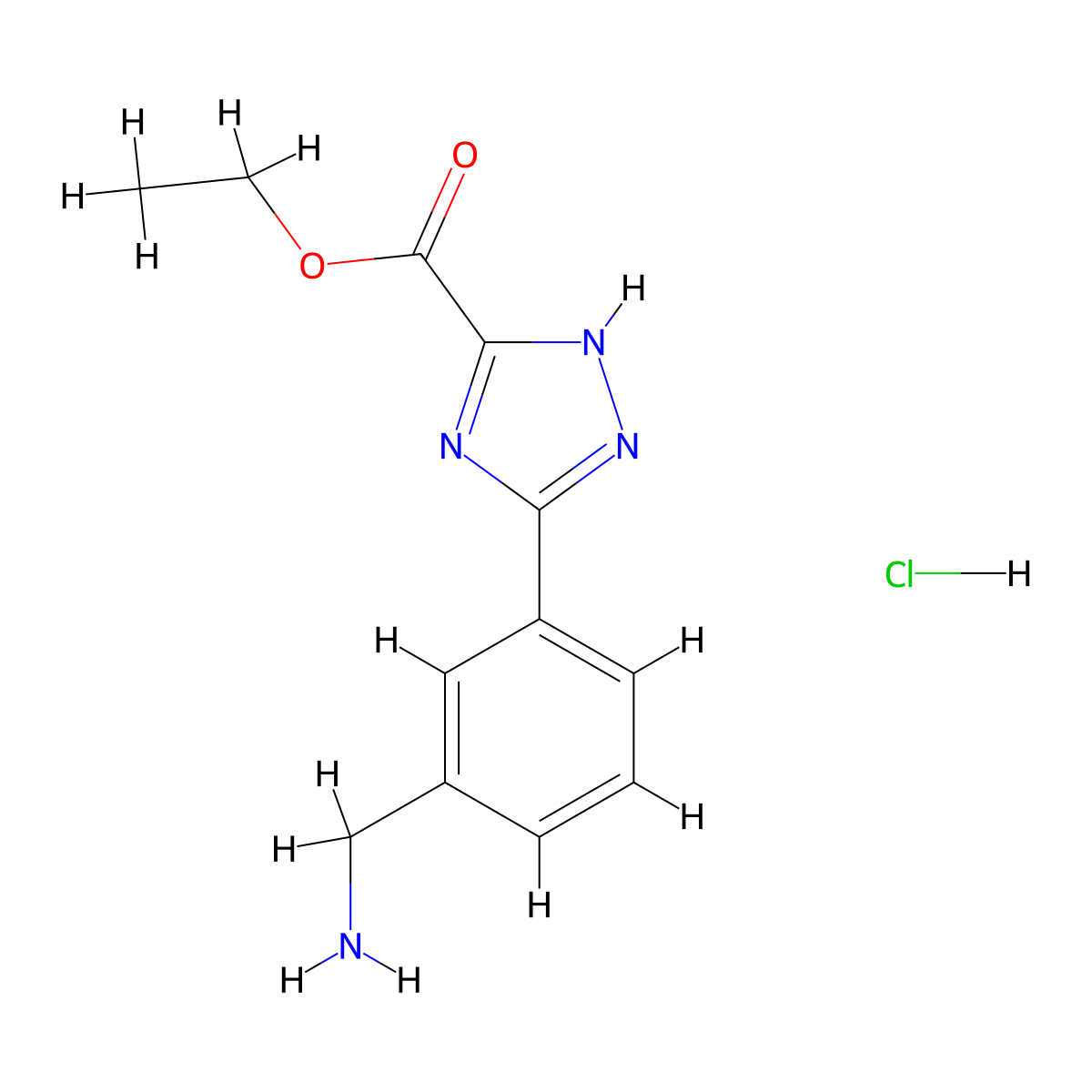 ethyl 3-[3-(aminomethyl)phenyl]-1H-1,2,4-triazole-5-carboxylate hydrochloride molecular structure, CAS 1788595-64-1