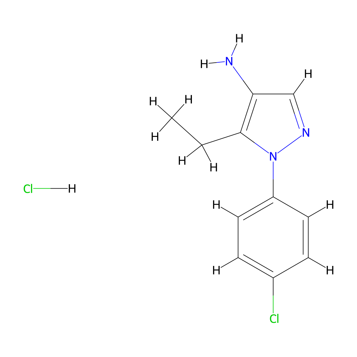 1-(4-chlorophenyl)-5-ethyl-1H-pyrazol-4-amine hydrochloride molecular structure, CAS 1788596-62-2
