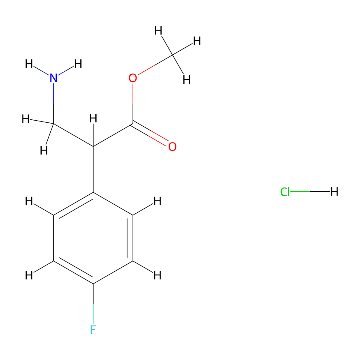Methyl 3-amino-2-(4-fluorophenyl)propanoate hydrochloride molecular structure, CAS 1788612-86-1