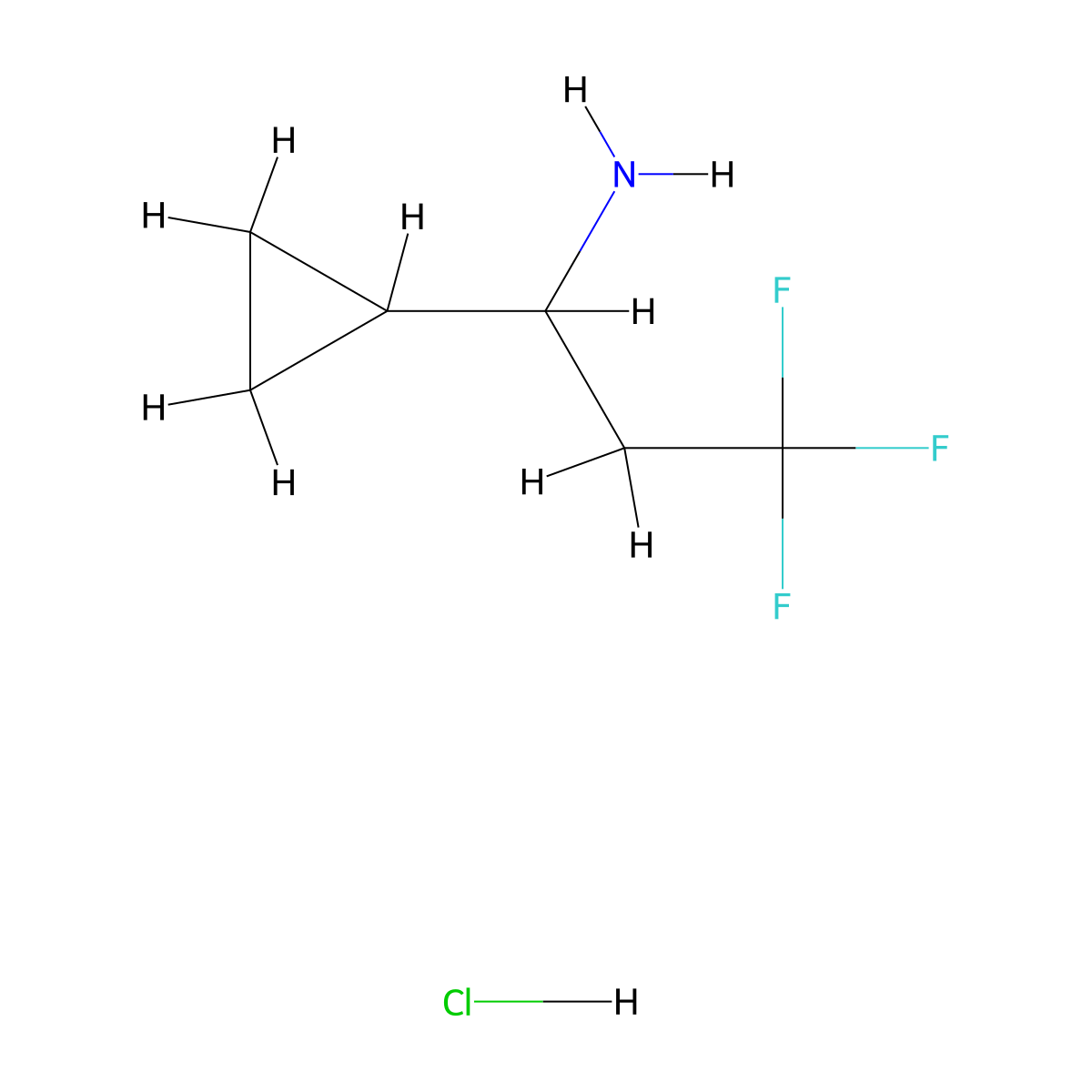 1-Cyclopropyl-3,3,3-trifluoropropan-1-amine hydrochloride molecular structure, CAS 1788615-23-5