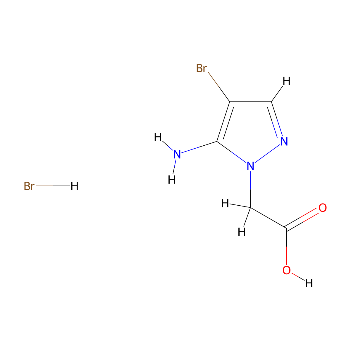 2-(5-amino-4-bromo-1H-pyrazol-1-yl)acetic acid hydrobromide molecular structure, CAS 1788624-79-2