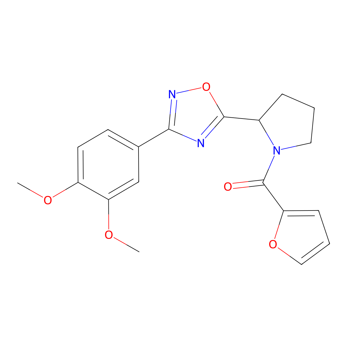 3-(3,4-Dimethoxyphenyl)-5-[1-(2-furoyl)pyrrolidin-2-yl]-1,2,4-oxadiazole molecular structure, CAS 1788629-10-6