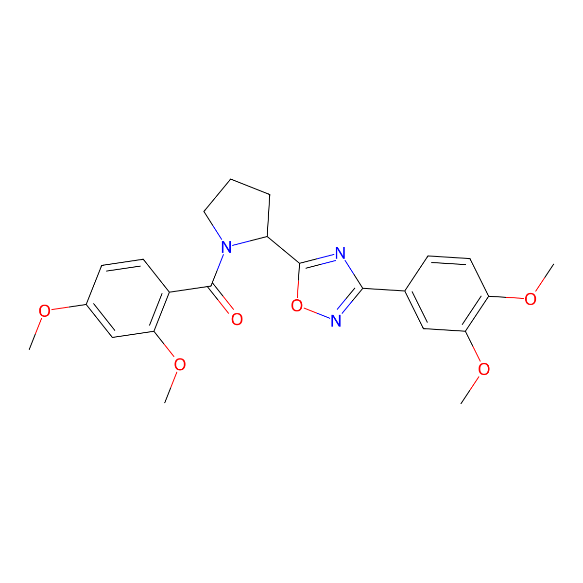 5-[1-(2,4-Dimethoxybenzoyl)pyrrolidin-2-yl]-3-(3,4-dimethoxyphenyl)-1,2,4-oxadiazole molecular structure, CAS 1788629-20-8
