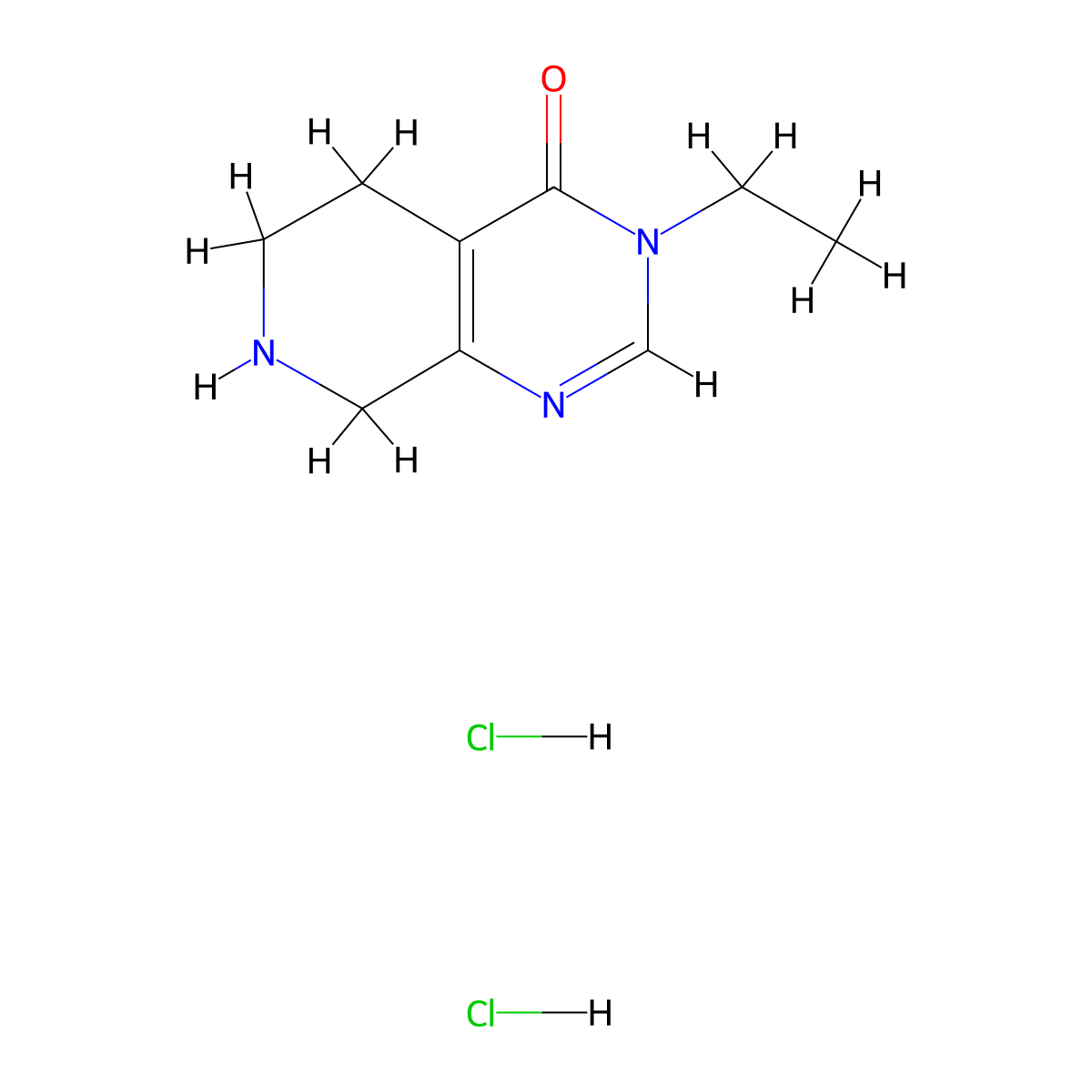 3-ethyl-3H,4H,5H,6H,7H,8H-pyrido[3,4-d]pyrimidin-4-one dihydrochloride molecular structure, CAS 1788632-16-5