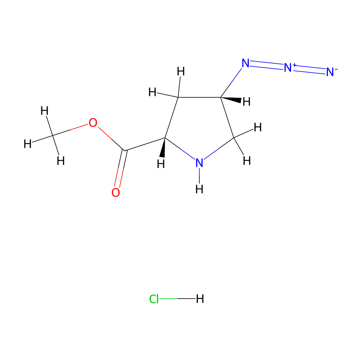 methyl (2S,4S)-4-azidopyrrolidine-2-carboxylate hydrochloride molecular structure, CAS 178866-94-9