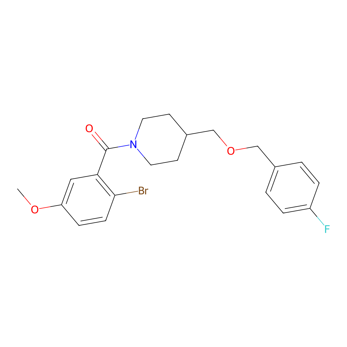 (2-Bromo-5-methoxyphenyl)(4-(((4-fluorobenzyl)oxy)methyl)piperidin-1-yl)methanone molecular structure, CAS 1788666-45-4