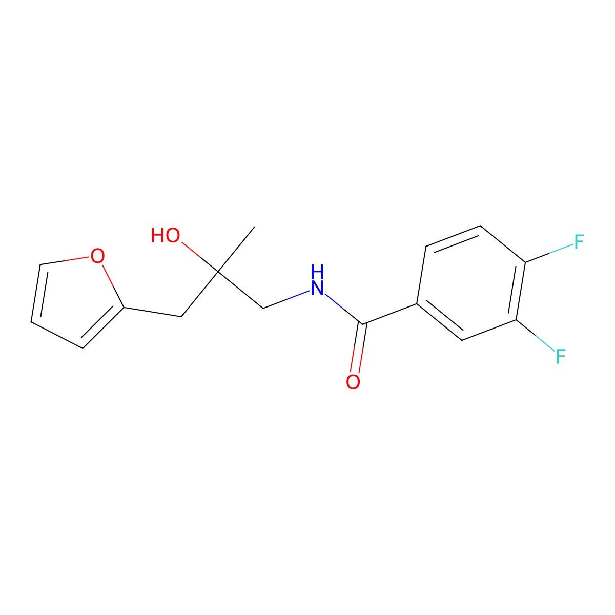 3,4-difluoro-N-(3-(furan-2-yl)-2-hydroxy-2-methylpropyl)benzamide molecular structure, CAS 1788666-64-7