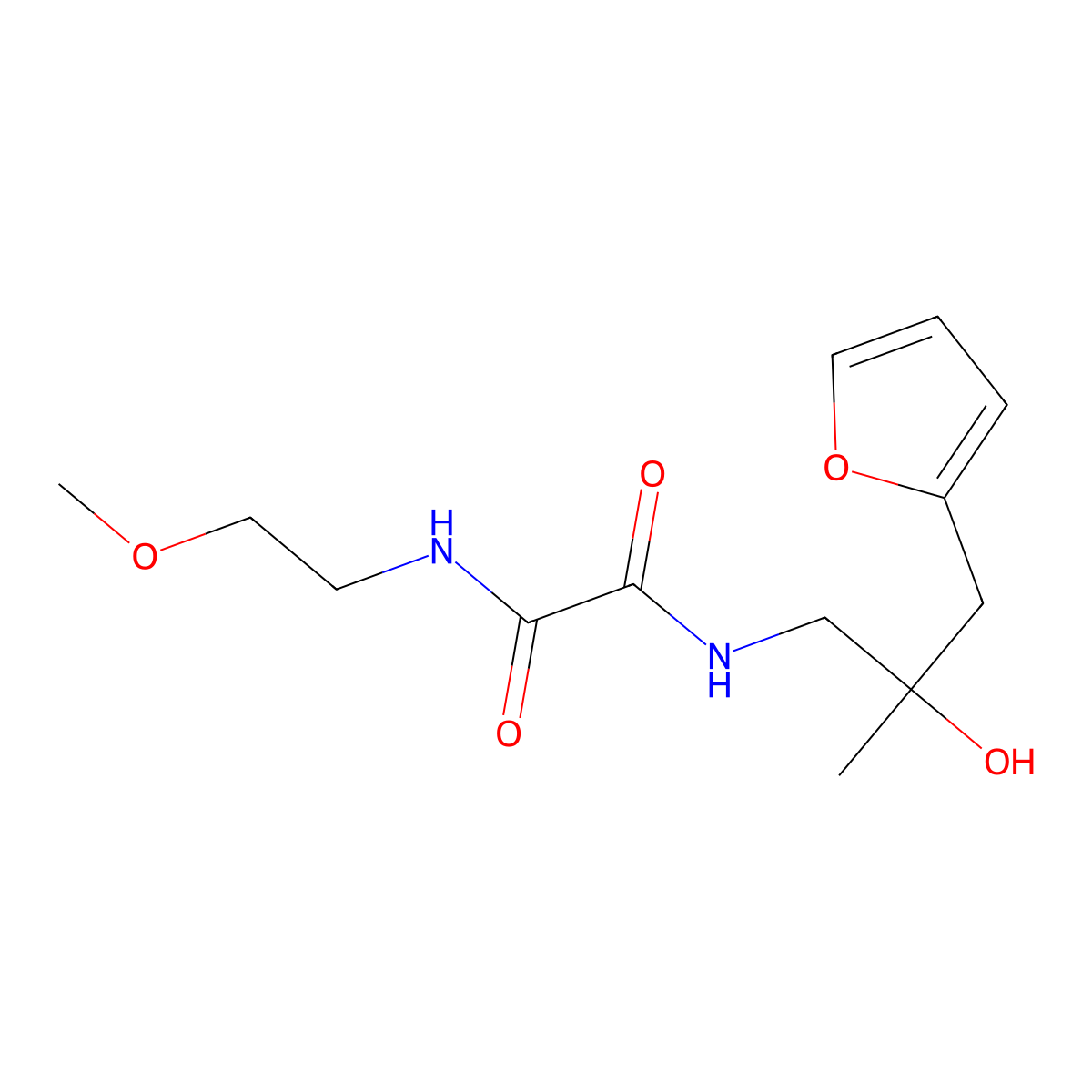 N1-(3-(furan-2-yl)-2-hydroxy-2-methylpropyl)-N2-(2-methoxyethyl)oxalamide molecular structure, CAS 1788666-79-4