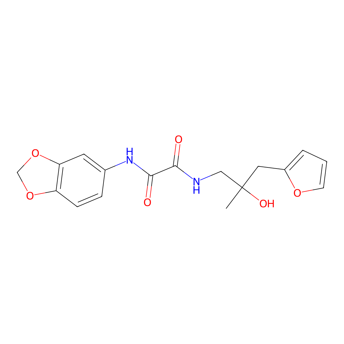 N1-(benzo[d][1,3]dioxol-5-yl)-N2-(3-(furan-2-yl)-2-hydroxy-2-methylpropyl)oxalamide molecular structure, CAS 1788666-84-1
