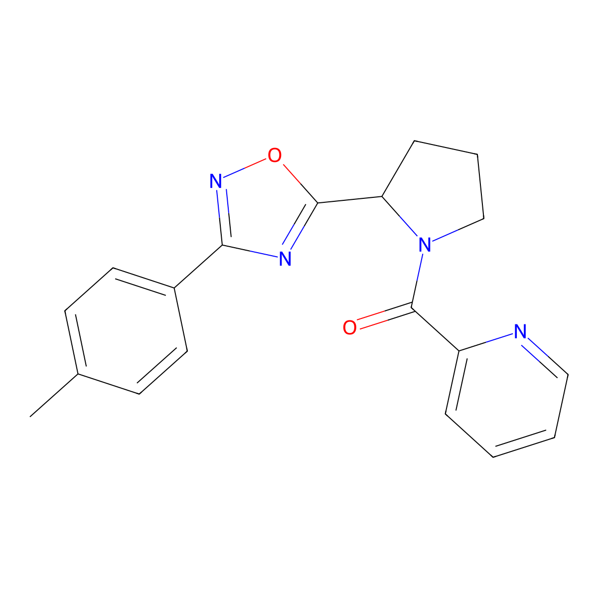 2-({2-[3-(4-Methylphenyl)-1,2,4-oxadiazol-5-yl]pyrrolidin-1-yl}carbonyl)pyridine molecular structure, CAS 1788671-14-6