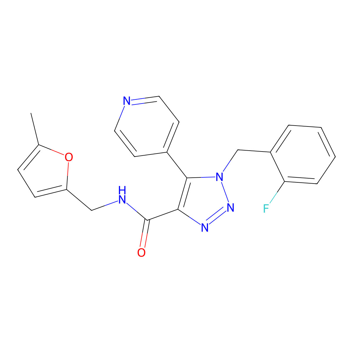 1-(2-fluorobenzyl)-N-((5-methylfuran-2-yl)methyl)-5-(pyridin-4-yl)-1H-1,2,3-triazole-4-carboxamide molecular structure, CAS 1788673-09-5