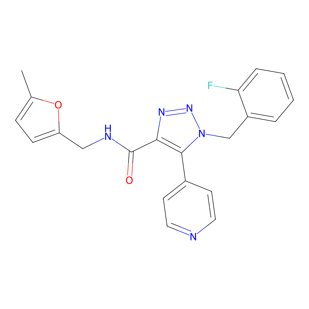 1-(2-fluorobenzyl)-N-((5-methylfuran-2-yl)methyl)-5-(pyridin-4-yl)-1H-1,2,3-triazole-4-carboxamide molecular structure, CAS 1788673-09-5