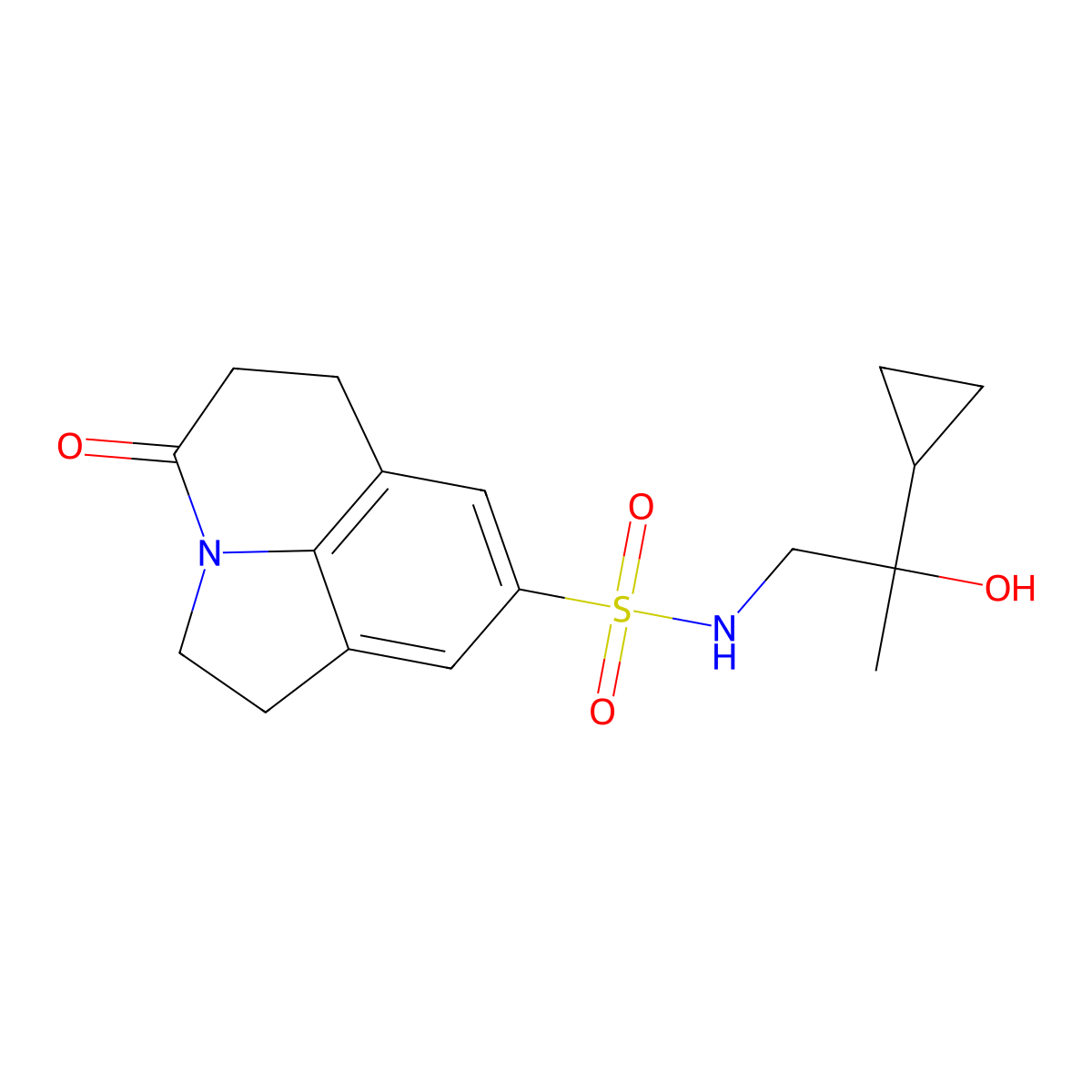 N-(2-cyclopropyl-2-hydroxypropyl)-11-oxo-1-azatricyclo[6.3.1.0^{4,12}]dodeca-4(12),5,7-triene-6-sulfonamide molecular structure, CAS 1788674-20-3