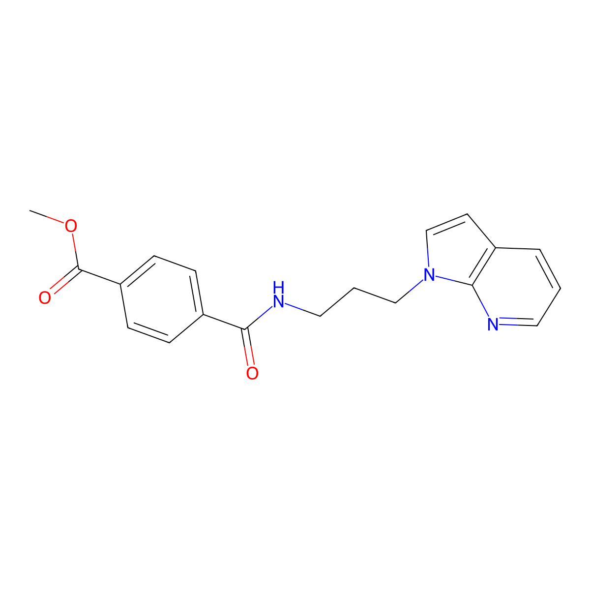 methyl 4-[(3-{1H-pyrrolo[2,3-b]pyridin-1-yl}propyl)carbamoyl]benzoate molecular structure, CAS 1788674-23-6