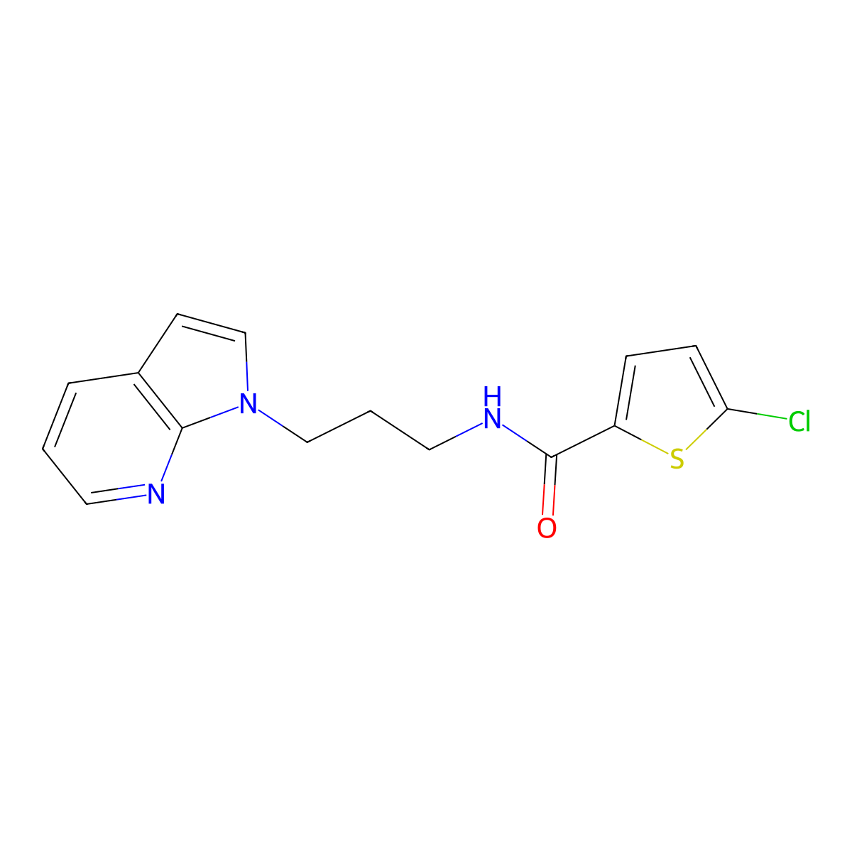 N-(3-(1H-pyrrolo[2,3-b]pyridin-1-yl)propyl)-5-chlorothiophene-2-carboxamide molecular structure, CAS 1788674-32-7