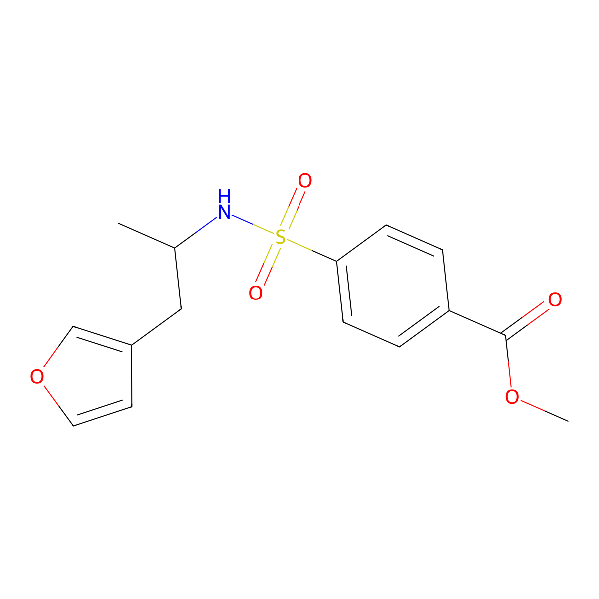 methyl 4-(N-(1-(furan-3-yl)propan-2-yl)sulfamoyl)benzoate molecular structure, CAS 1788675-05-7
